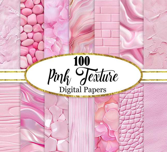 100 Pink Digital Papers Seamless Pink Texture Background Bundle