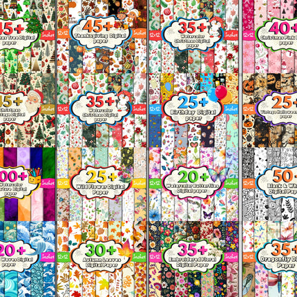 2000 + Mega Digital Paper Pack, Christmas Digital Paper, Floral Digital Paper, Digital Scrapbook, Seamless Background, Digital Patterns