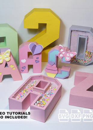 3D Letters SVG Bundle A-Z 0-9 Shaker & Non-Shaker Templates