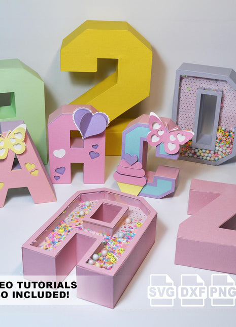 3D Letters SVG Bundle A-Z 0-9 Shaker & Non-Shaker Templates