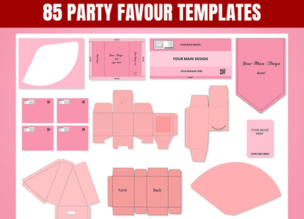 85 Editable Party Favor Templates Bundle — Labels, Bags, Wrappers