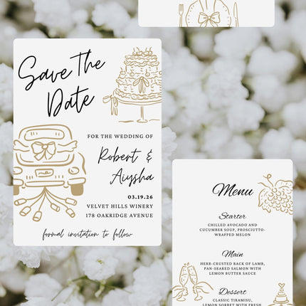 Hand Drawn Whimsical Wedding Clipart Bundle 65 SVG PNG Files