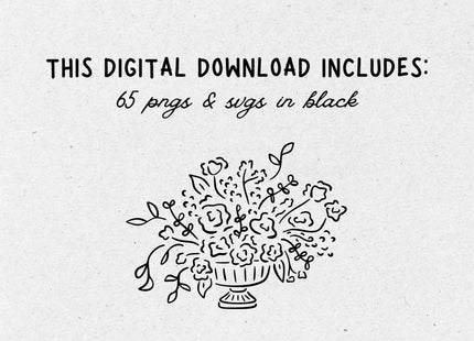 Hand Drawn Whimsical Wedding Clipart Bundle 65 SVG PNG Files