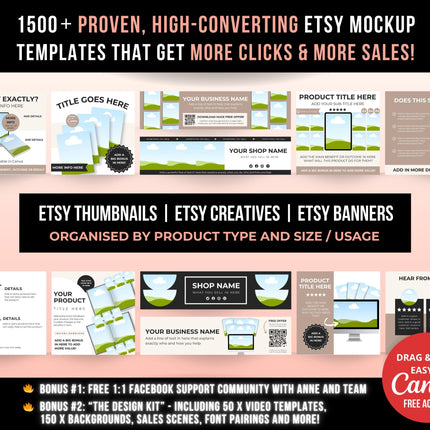 1500 Etsy Listing Mockup Templates Bundle for Digital Products, Editable Canva Mockups for Etsy Listing, Etsy Product Image Mockup Templates
