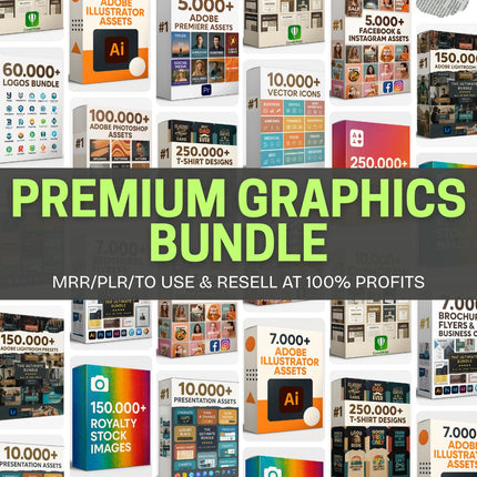 500GB+ Graphic Design Mega Bundle | Fonts, Adobe Assets, SVGs, Lightroom Presets, T-Shirts, Logos, Social Media, Templates, Photoshop, Canva