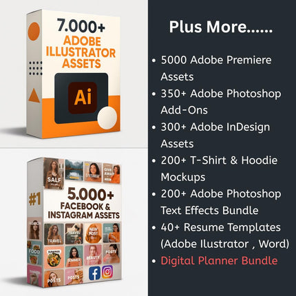 500GB+ Graphic Design Mega Bundle | Fonts, Adobe Assets, SVGs, Lightroom Presets, T-Shirts, Logos, Social Media, Templates, Photoshop, Canva