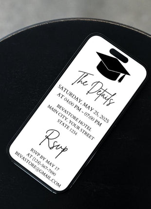 2025 Modern Digital Graduation Ceremony Invitation Template, Minimalist College Grad Announcement, Multiple Photo Graduation Party Invite