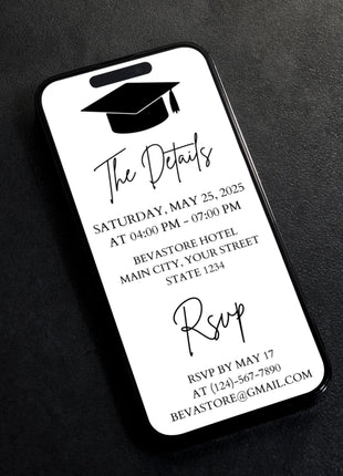 2025 Modern Digital Graduation Ceremony Invitation Template, Minimalist College Grad Announcement, Multiple Photo Graduation Party Invite