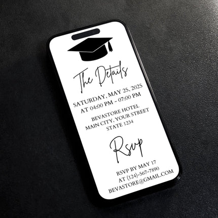 2025 Modern Digital Graduation Ceremony Invitation Template, Minimalist College Grad Announcement, Multiple Photo Graduation Party Invite