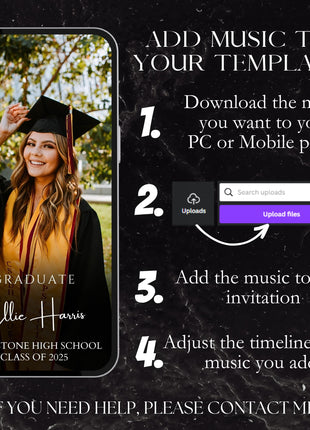 2025 Modern Digital Graduation Ceremony Invitation Template, Minimalist College Grad Announcement, Multiple Photo Graduation Party Invite