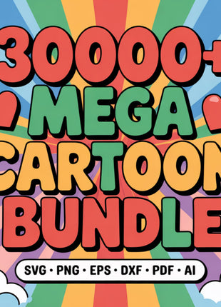 30,000+ Cartoon Mega Bundle Characters Clipart PNG SVG Holiday Graphics