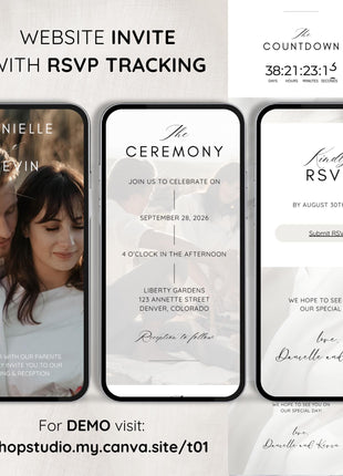 Digital wedding invitation with RSVP, Online wedding invite with rsvp tracking, wedding invite with countdown, RSVP tracking wedding invite