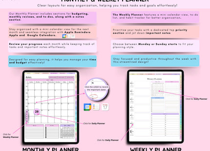 Daily Digital Planner Portrait 2025-2027 Undated Hyperlinked GoodNotes