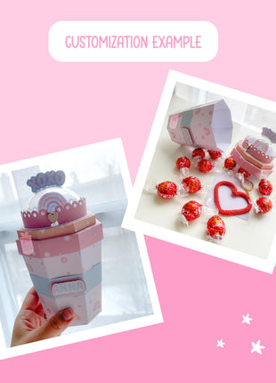 Printable Coffee Cup Gift Box SVG Template DIY Party Favor