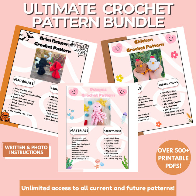500+ Crochet Patterns, Crochet Pattern Bundle, Amigurumi Crochet Patterns, Animal Halloween Christmas Patterns