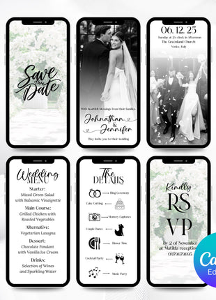 Modern Digital Wedding Invitation with RSVP Link – Editable Canva Template