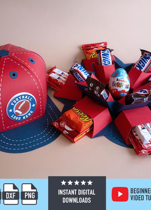 Baseball Cap Explosion Box SVG Template for Cricut Crafts