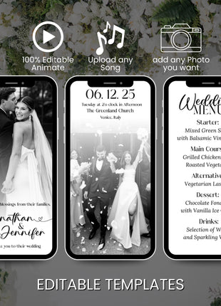 Modern Digital Wedding Invitation with RSVP Link – Editable Canva Template