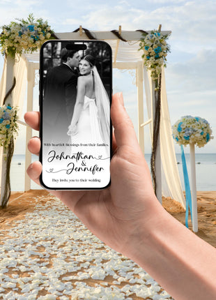 Modern Digital Wedding Invitation with RSVP Link – Editable Canva Template