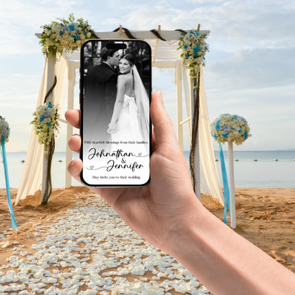 Modern Digital Wedding Invitation with RSVP Link – Editable Canva Template