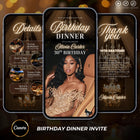 Luxury Gold Birthday Dinner Evite: Elegant Women's Digital Invitation (Canva Template)