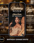 Luxury Gold Birthday Dinner Evite: Elegant Women's Digital Invitation (Canva Template)