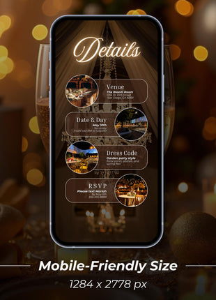 Luxury Gold Birthday Dinner Evite: Elegant Women's Digital Invitation (Canva Template)