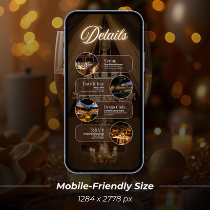 Luxury Gold Birthday Dinner Evite: Elegant Women's Digital Invitation (Canva Template)