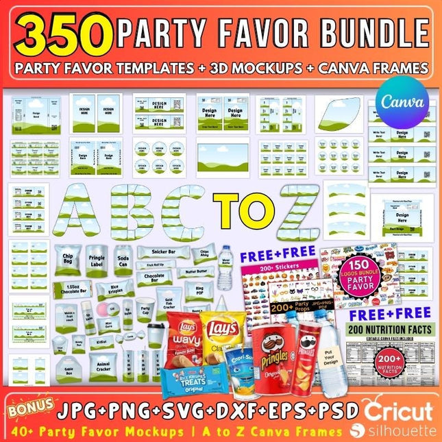 DIY your party favors with this editable Canva set! Chip bags, banners, invites & more—perfect for birthdays & showers.