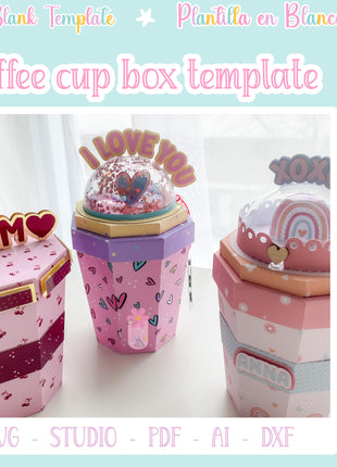 Printable Coffee Cup Gift Box SVG Template DIY Party Favor