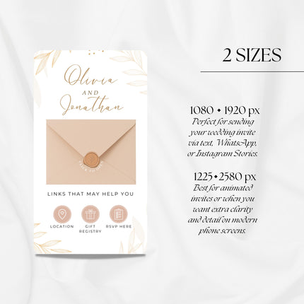 Clickable Envelope Beige Animated Wedding Invitation, Custom Wedding Digital Invitation, Editable Digital Template Electronic Invite WI20