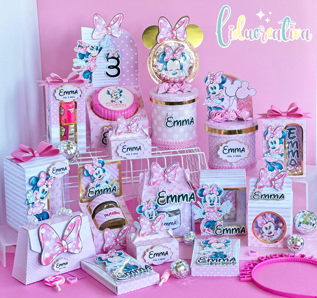 Minnie Mouse Party Repackaging Kit Editable SVG PDF Studio Templates