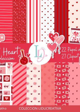 RedHeart Valentine's Day Digital Party Kit Printable SVG PDF Studio