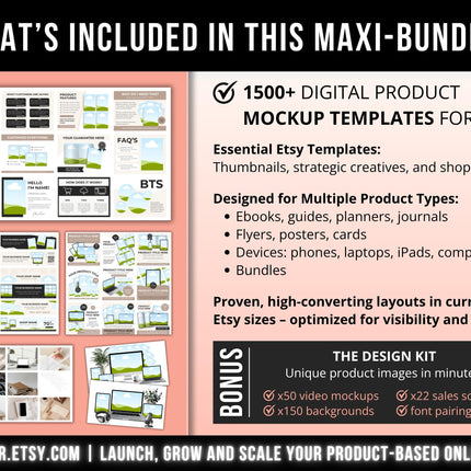 1500 Etsy Listing Mockup Templates Bundle for Digital Products, Editable Canva Mockups for Etsy Listing, Etsy Product Image Mockup Templates