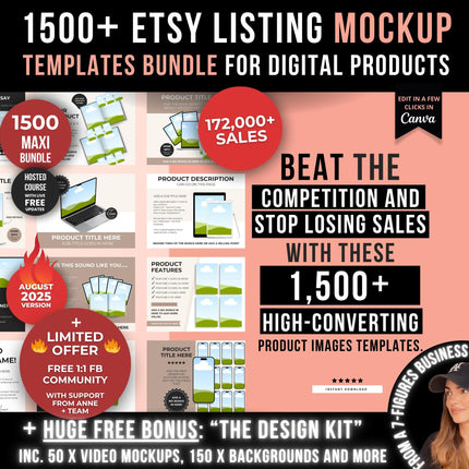 1500 Etsy Listing Mockup Templates Bundle for Digital Products, Editable Canva Mockups for Etsy Listing, Etsy Product Image Mockup Templates