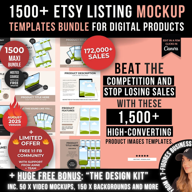 1500 Etsy Listing Mockup Templates Bundle for Digital Products, Editable Canva Mockups for Etsy Listing, Etsy Product Image Mockup Templates
