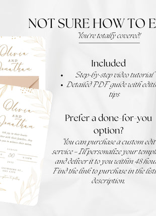 Clickable Envelope Beige Animated Wedding Invitation, Custom Wedding Digital Invitation, Editable Digital Template Electronic Invite WI20
