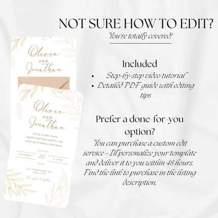 Clickable Envelope Beige Animated Wedding Invitation, Custom Wedding Digital Invitation, Editable Digital Template Electronic Invite WI20