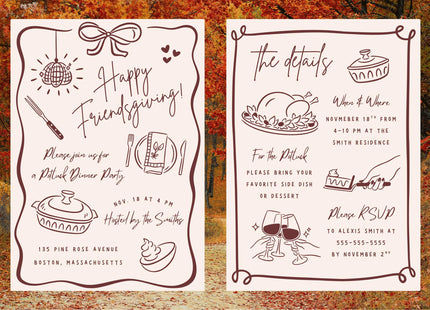 Hand-Drawn Thanksgiving Clipart SVG Bundle Autumn Doodles Friendsgiving