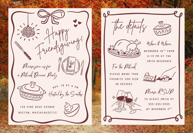 Hand-Drawn Thanksgiving Clipart SVG Bundle Autumn Doodles Friendsgiving