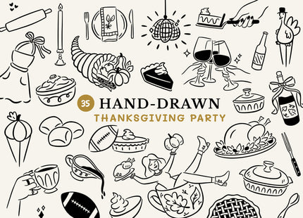 Hand-Drawn Thanksgiving Clipart SVG Bundle Autumn Doodles Friendsgiving