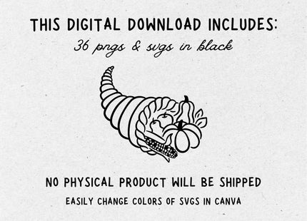 Hand-Drawn Thanksgiving Clipart SVG Bundle Autumn Doodles Friendsgiving