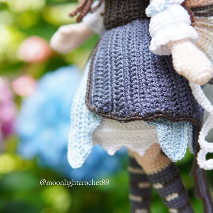 Crochet Doll Pattern, Lunaria the Butterfly Fairy, Amigurumi Doll Pattern, PDF in English, French, German, Spanish, Portuguese.