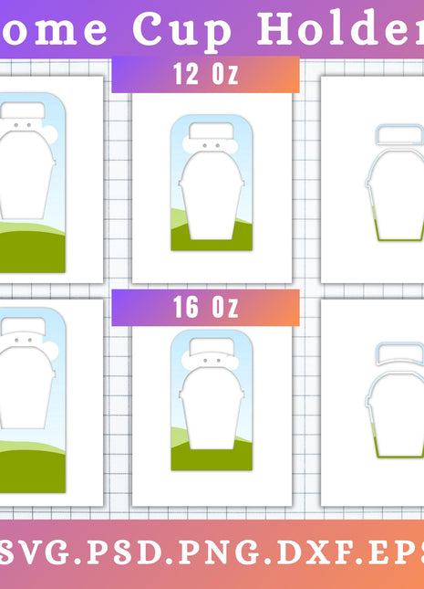 Dome Cup Holder SVG Template 12-16oz Party Favor Box