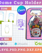 Dome Cup Holder SVG Template 12-16oz Party Favor Box