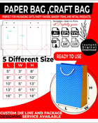 5 Paper Bag Dieline Bundle SVG Templates for Kraft Bags