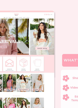 Refined Elegance Pink Shopify Theme: Feminine, Minimal, Cute, Editable Canva