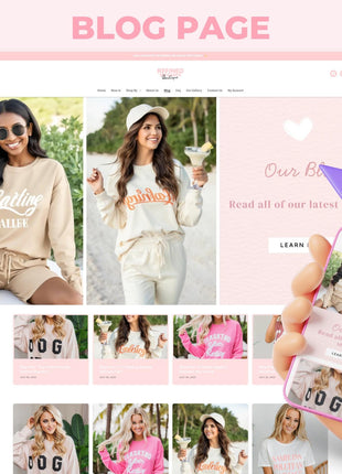 Refined Elegance Pink Shopify Theme: Feminine, Minimal, Cute, Editable Canva