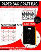 Paper Bag Dieline Bundle 5 Sizes Kraft Bag Template Pack