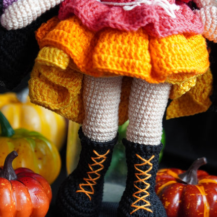 Crochet MORGANA doll pattern, Halloween doll pattern, crochet doll patterns, PDF file in English, French, German, Spanish, Portuguese